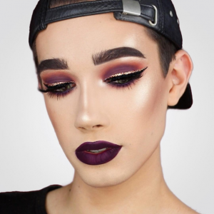 a photo of a male beauty influencer, James Charles wearing makeup